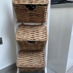 3 tier wicker storage tower
Large capacious baskets
H: 42”
W: 15”
Solid white wood stand
Purchased from John Lewis £65
In excellent condition
Can be used bedroom bathroom kitchen
Collection only