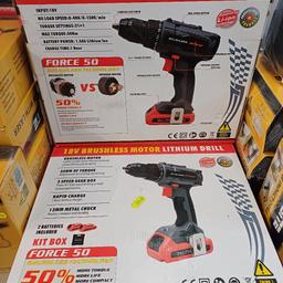 Brand New Neilsen 18V Brushless Motor Lithium Drill. WITH 2 BATTERIES, charger and carry case.

13MM keyless chuck 
Two speed button 
21+1 torque setting 
Brushless motor technology allowing 50% more torque, more life and more compact. £85.00 no offers.

We are open every Friday, Saturday & Sunday 10am till 4pm, loads of bargains to be had, hope to see you there, full address is

146-156 Weston Lane.
Tyseley
Birmingham
West Midlands
B113RX, Next to Weston Tyres look for yellow signs.