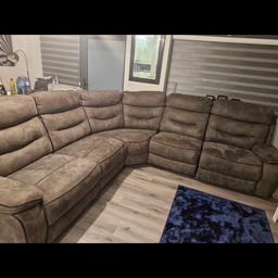 L shape sofa with two recliners