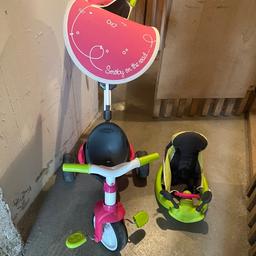 Verkaufe Dreirad mit Sonnenschirm und Baby Aufsatz
Wurde bei uns oft verwendet da er einfach sehe leicht zu fahren ist und meine Tochter ihn geliebt hat