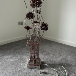 This beautiful table and floor lamp range is in copper brown. Long Aluminium spirals lead up to elegant flowers and crystal spheres all placed in a vase shaped base. 
New boxed. Diyas collection
Collection Morley ls27

Majella Table Lamp 4 Light G4 Polished Chrome/Coffee/Crystal, NOT LED/CFL Compatible