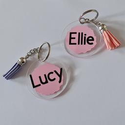 Personalised key rings, add your colour and name and let me do the rest :)