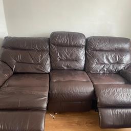 - 3 seater electric sofa with 2 reclining chairs
- 2 seater electric sofa with 2 reclining chairs
- 2 seater electric sofa with 2 reclining chairs

Selling 3 brown leather sofas as we are moving house - but you can pick how many you would like

These are good electric sofas which still work perfectly. But have been used for a few years so have general wear and tear. But no rips or scratches in the leather. Have to be plugged into a socket

3 seater is £250
2 seater is £150

Collection only- ASAP
Cash on pickup