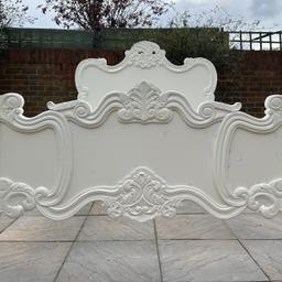 This stunning La Rochelle Ornate Antique French Double Bed-frame is in a great condition overall, with some of the paint on the footboard came off (I have not repainted so you can do it yourself) and the rest is in a brilliant condition with a few minor dents, nicks, cracks, scratches, and marks. Still a magnificent bed to own. Please see pictures.


As one of the most popular ranges the La Rochelle collection ensures elegance and the utmost quality, and as seen here this Bed displays smooth curves with intricate ornate design allowing you to achieve that perfect boudoir feel. It’s guaranteed you're going to be pleased.

W: 162cm

L: 212cm

Headboard height: 145cm

Footboard height: 85cm


RRP £770 see link https://www.homesdirect365.co.uk/la-rochelle-antique-french-style-bed-p16628

Collection from Sunbury