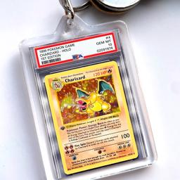 PoKeys, are miniature graded Pokemon cards on a keyring! Please see the second picture for full details, but basically you can choose any Pokemon and grading company label you want! Just tell me the size of keyring you want (classic or XL), the Pokemon card you want and the grading label (PSA, Beckett or CGC)

ComicKeys - Graded Comic Keyrings and MagicKeys - Magic the Gathering Keyrings - are also available! All keyrings are made to order and are usually dispatched within 2 days or can be collected in person.
No lower offers please!