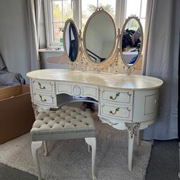 Dressing table mirror and stool, some damage but great all the same