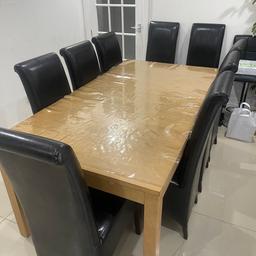 Ikea extendable table. Extends to 8ft. Width 95cm. Very good condition. Comes with 8 black leather heavy duty chairs. Slight rip on one chair, doesn’t affect use. Chairs originally cost £65 each. All in great condition.

Collection only from Smethwick