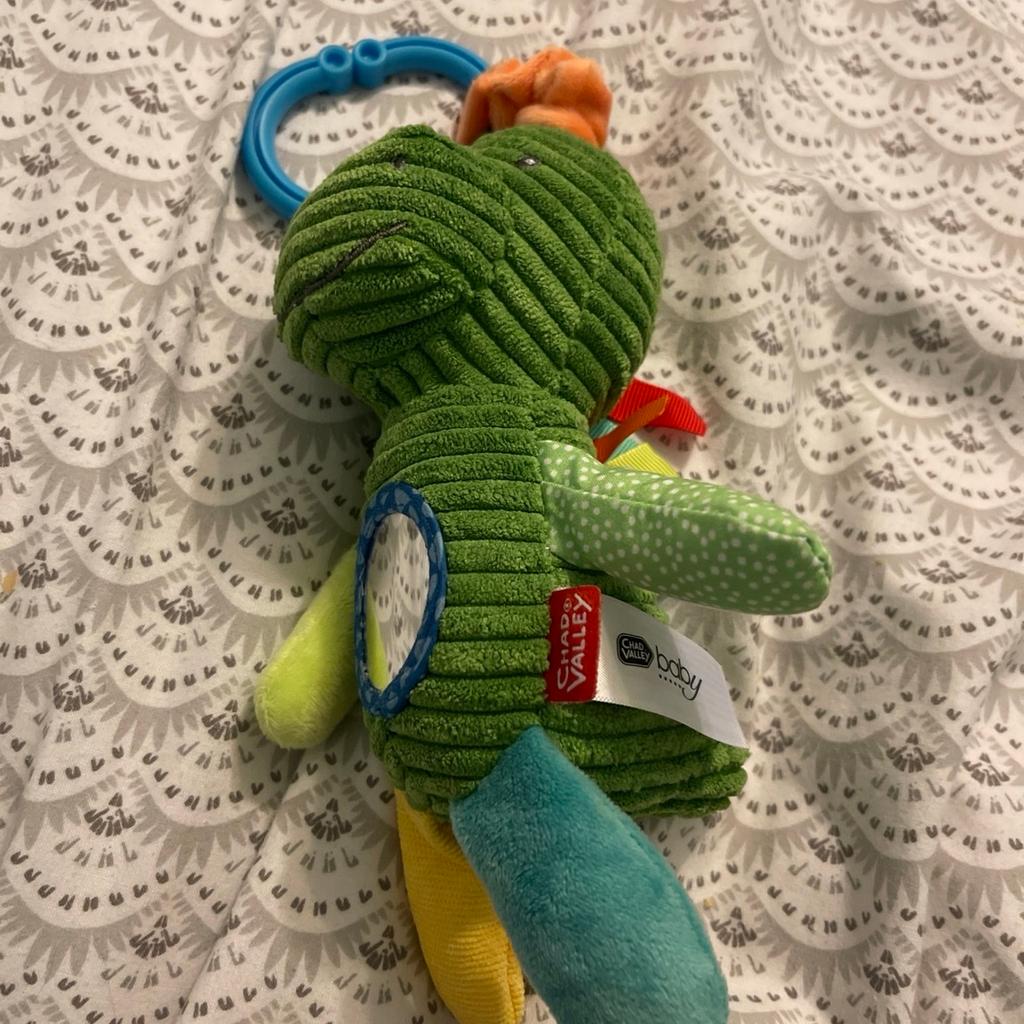 Chad valley baby hanging dinosaur soft toy £5.50
Teddy baby blanket £5
Squeaky Doggy £4