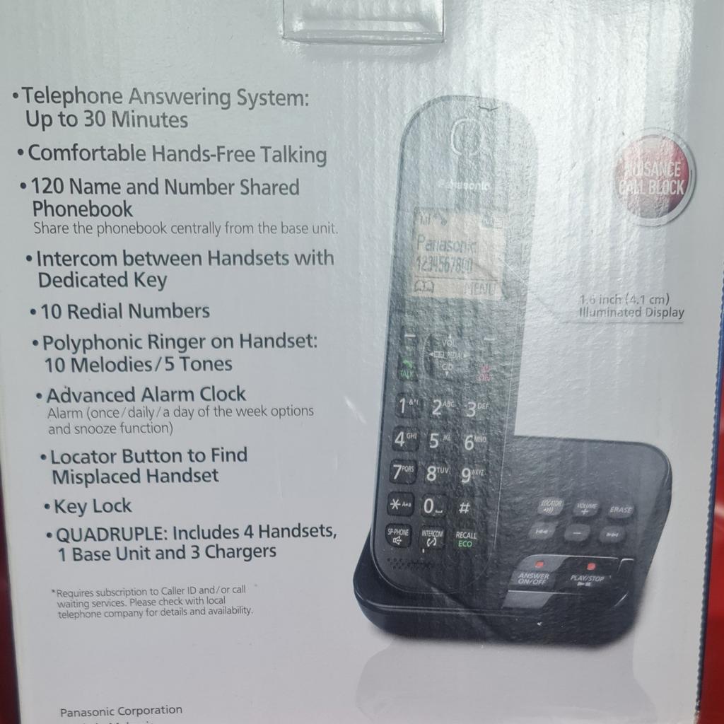 Panasonic KX-TGC424 Quadruple set
with answer machine, manual,box
This set is as new had little use in our holiday home. The set cost just under £100 .
Any questions please ask.