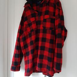 Heave weight red and blackchecked shirt with hood. Size L but generous. Brand Divided