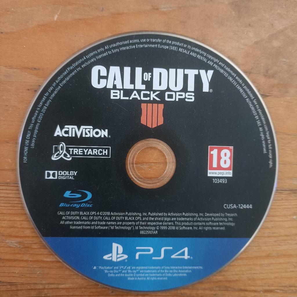 Call Of Duty Black Ops 4 For PS4 (No Case)
