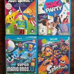 Lotto set giochi WII U (non separabile, in blocco):
- Splatoon
- Just dance 2015
- Super Mario Bross.U 
- Sing Party
un poco rovinata una copertina di un cd, ma tutti i cd perfettamente funzionanti come da foto