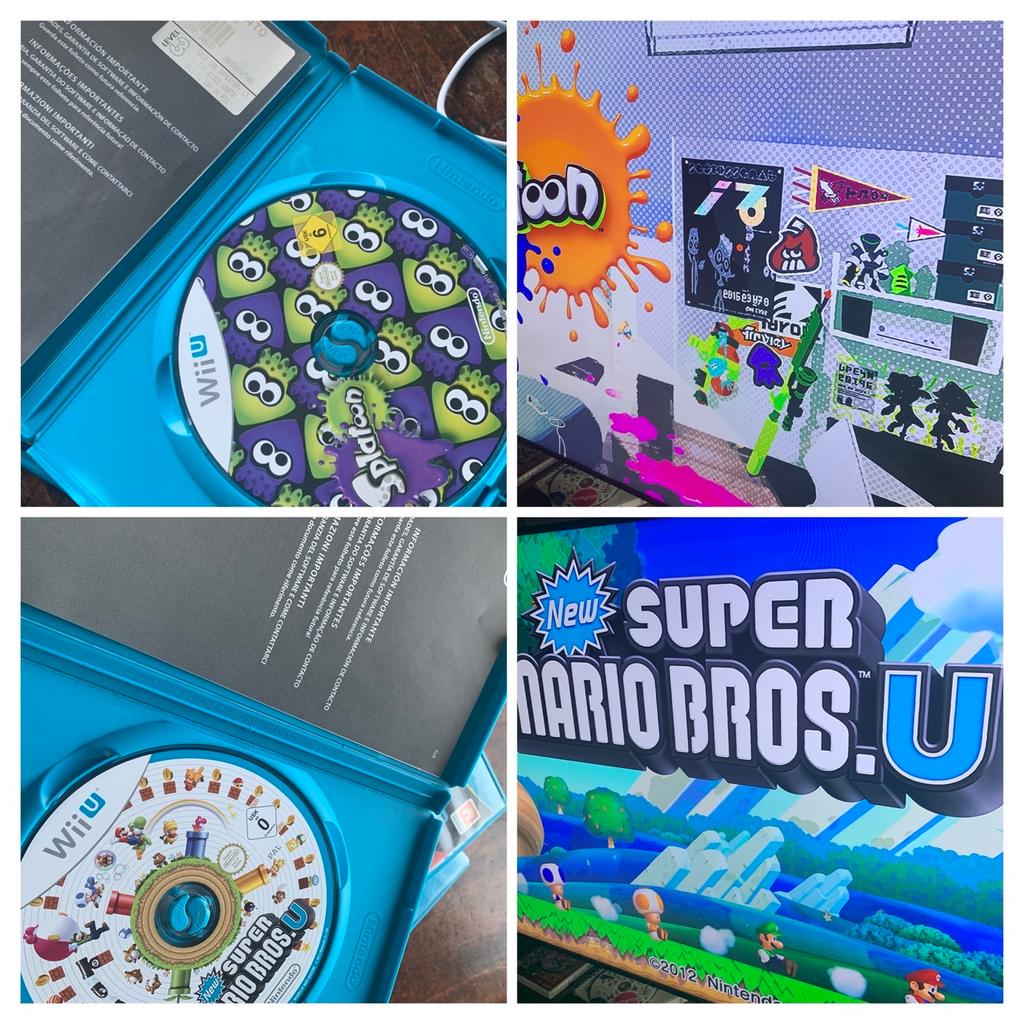Lotto set giochi WII U (non separabile, in blocco):
- Splatoon
- Just dance 2015
- Super Mario Bross.U
- Sing Party
un poco rovinata una copertina di un cd, ma tutti i cd perfettamente funzionanti come da foto
