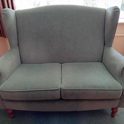 Excellent condition (1 year old). £1k new. Sea green, handmade in uk from HSL (glenmore model). walnut legs. height 45inch - depth 36 inch - width 57 inch. Firm. collection from Tunbridge Wells. smoke & pet free home.