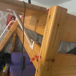Cabin bed with desk and shelves underneath, and pull outbed. Very good condition, top mattress not included. Collection from mancot
