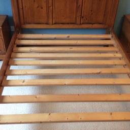 Solid pine double bed frame, great piece of quality furniture and easy to put together. Dismantles into 4 pieces for moving. All solid lats. Takes a standard double 4ft 6 mattress (not included). Viewing/collection is Leeds LS24 & delivery is available if required - £75