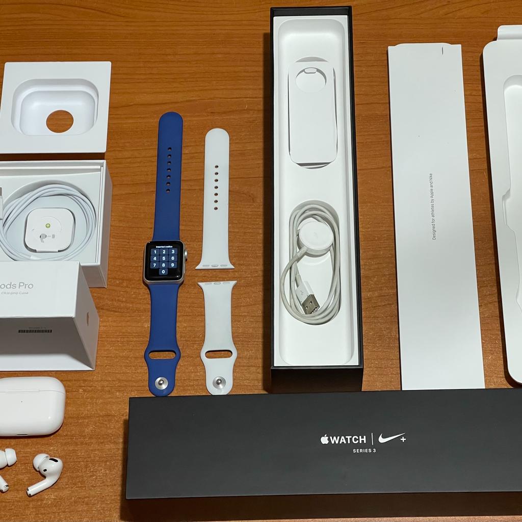 Apple Watch + AirPods Pro

Apple Watch 3 38mm, 2 cinturini, confezione originale, cavo ricarica.
+
Apple AirPods Pro, confezione originale, custodia ricarica, cavo ricarica

INFO: +393391857298