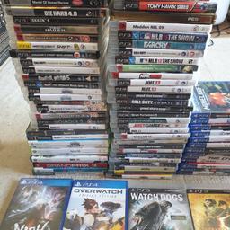 Huge closing of business stock.  Including 125 Games (mix of mainly PS3/PS4 games and some Xbox and PSP/PS1/PS2 too).  The 4 games face up are all brand new and sealed.  Includes some promo discs and a limited editioj Rage 2 PS4 Game with the Wingspinner.  Includes 1 x 500GB PS4 Console (slightly noisy fan), 1 x PS4 Move Controller.  2 x First Generation Playstation VR V2 sets (one has issues connecting to signal so see that one as for parts) some damage to sponge lining which doesnt affect use.  Has 18 Controllers (14 x official Sony Wireless and 1 x PS4 Wired, a Third Party PS4 Wireless Controller and 2 x official Sony PS3 Controllers.  PLEASE NOTE, half of these controllers have issues like stick drift so will need fixing.

Has a HORI Steering wheel (no pedals) for PS3/PS4.

(I will add about 40+ other mixed discs and any other controllers I find which im not sure will work or not).  Any questions please feel free to ask.  Thanks