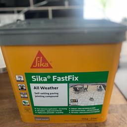 Colour - dark buff

This Sika FastFix All Weather is a self-setting paving
jointing compound is the ideal solution to perfect
pointing on paving, paths and patios.

Amazing stuff!  

Bought 1 too many and receipt got threw away. 
Grab a bargain

Collection dy6
