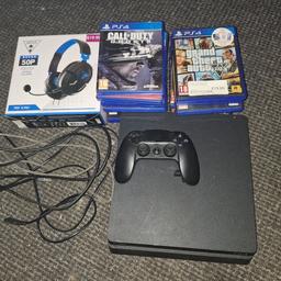 Ps4 slim all the wires
1 controller
13 games
1 brand new turtle beach head set .
All good ready to go
Will consider swaps