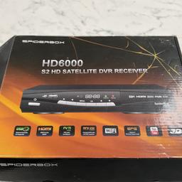 As New - Spiderbox 6000 HD USB PVR LAN Built-in WiFi Satellite Receiver. Having a clear out. Unsure if has been used however has been removed from packaging. From smoke & pet free home. Collection from Euxton, PR7 6AU