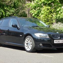 BMW3 series estate automatic metallic black with full Beije leather interior. 65,000 miles with full service. History BMW connected drive assist with professional multimedia. Satnav and Bluetooth air-conditioning with twin zone parking distance control two keys just been serviced. Nine stamps alarm power steering central locking ABS heated seats. very nice car to drive