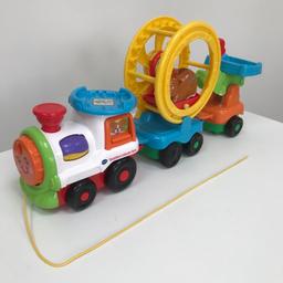 Vtech Toot Toot Animals Train with Hampster.
Features sing-along songs with melodies.
Great fun for 1-5 year olds, nice pull along toy.
Lives at the grandparents home, purchased new, seldom used, hence the excellent like new condition.
Collection from Farsley, Leeds LS28.