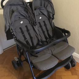 Joie Twin Pushchair 
With Seat cushions
Adjustable back rests
Adjustable leg rests
Large Shopping Basket 
Easy to fold 
Very good clean condition 
Money back guarantee 
Can Deliver Locally
