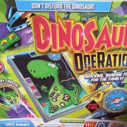 Dinosaur Operation Board Game comes 100% complete with rules included. Minor wear and tear to outer box and rules sheet is a little crumpled but the actual game is in full working order and in very good condition. Batteries included.
For 2 to 4 players.
For age 3 plus.