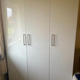 IKEA Pax wardrobes
1 double + 1 single (can be separated)
Height 2000mm
Depth 580mm
Width 1000mm (double) 500mm (single)

Double
1 clothes rail
2 drawers & space at bottom

Single
3 shelves (adjustable)
3 mesh baskets (adjustable)

Silver long handles

Excellent condition
From a non pet & no smoking home