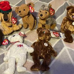 Bundle of original Ty beanie babies with tags 
* prickles
* jinglepup 
* tuffy 
* sarge
* England
* Italy champion 
* France champion