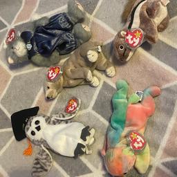 Bundle of original Ty beanie babies with tags 
* wiser 
* almond 
* chipper 
* sammy 
* whiskers