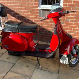 Here is a stunning original MK1 1985 classic T5, this scooter has never been resprayed since it left the factory in the 80s. It has had 3 previous owners one which was the current owners family member. This scooter has been in our family for 25 years and has been well looked after, because of its age the scooter does have signs of wear and tear which we have taken in to account with pricing. 
The scooter has never been in an accident and does come with spare seat and many other spare parts. It has been declared sown since 2017 this is due to a change in own circumstances which lead us taking all our scooters off road and storing them. This is a pure Gem and we will be sadden to see it go.