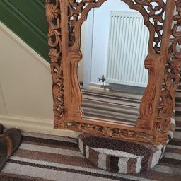 I am selling 3 vintage wooden mirrors which we had up in our hallway. New decoration now means mrs wants 1 large landscape wall mirror, therefore i need these to goto a home who is going to appreciate the asthetics of these mirrors. All three are in brilliant condition and are all the same. It has a carved wooden pattern which is very unique. Also has a metal stabilised hook at rhe back of each frame. measurement is:82cm in Height and 50cm in Width. Any further enquiries contact 07973738560