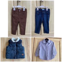 Boys age 12-18 months bundle:-

* 2 pairs of jeans, Primark
* Navy gilet, Matalan
* Light blue long sleeve shirt, Next

All items in excellent condition, hardly worn.

**PLEASE CHECK OUT OTHER ITEMS IM SELLING**