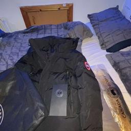 Men’s black Canada goose parka size medium, brand new hasn’t been worn, 100% authentic comes with box and fur, selling for cheap as I can find the receipt.