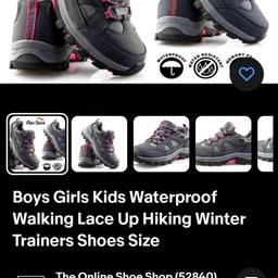 girls Peter Strom hiking trainers. waterproof. boxed with tags etc.says size 2 (not 12 as stated)but more like a size 1. welcome to try. pick up bb2 3 only