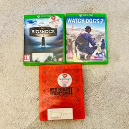 X-box games. £25 for the lot or £10 each

BioShock

Watch Dogs 2

Red Dead Redemption II