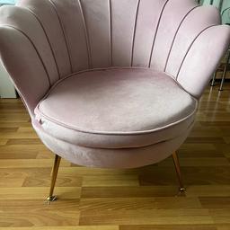 Lovely velvet chair with gold legs. Excellent condition like new. Collection only b19 1sh. Other colours available at a different price