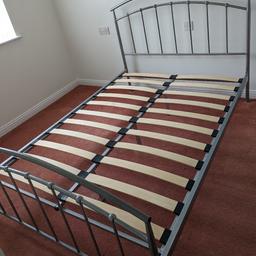 good condition double bed frame in silver metal