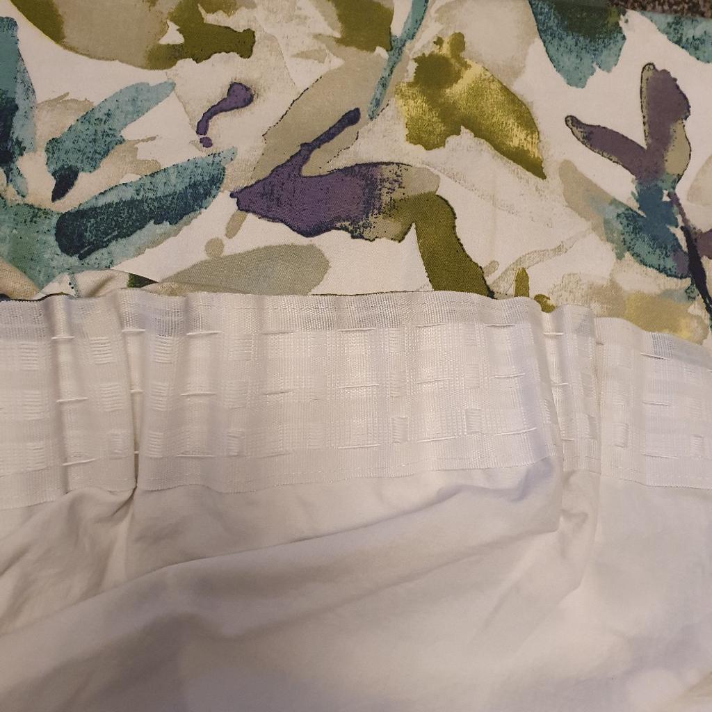 beautiful curtains, greens creams blue colour, 3" heading tape lined, selling due to colour change pick up batley.