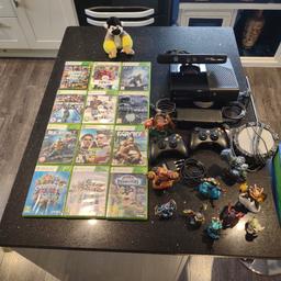 XBOX 360 BUNDLE, all cables, x 2 wireless controllers, 12 games, Kinect, skylanders portal and games, 10 skylanders figures. Local delivery possible for free 😁 choice of games if you don't like the ones in the picture. I am selling  skylanders/ Disney infinity collections, please check my other items.