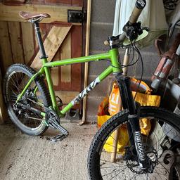 Cotic BFE steel hard tail. 160mm fork xt breaks hope bearings. Hand made wheels very strong. New tyres. Zee gear system. Raceface.
