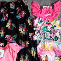 Bundle of girls summer beachwear clothes.
Size 5/6 years.
Most new with tags.
Swimwear and dress worn once.
Collection AshfordTw15.
