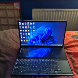 Asus zenbook duo , i7 processor , 16GB ram and 512GB hdd, only a year old and have upgraded , laptop is in a very good condition , also have the box and all other items that come with the laptop , scammers stay away , if paying by bank transfer , cannot let the laptop go until money is in my account , if paying cash all notes will be checked to see if they are real and not counterfeit