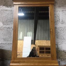 Solid oak rustic mirror. A really heavy piece of quality furniture. Can either be used with a dressing table or hung on the wall. Measuring 60cm wide x 90cm tall. Collection is Leeds LS24 - £60