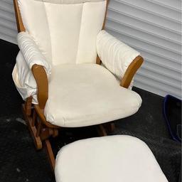 Solid rocking chair and stool well looked after and used in nursery 