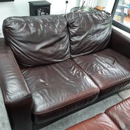 brown leather 3 piece sofa set for sale. collection only from Oldbury. cash. some wear and tear