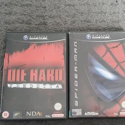 spider man and die hard games for gamecube for the pair 
the disk do have some surface scratches