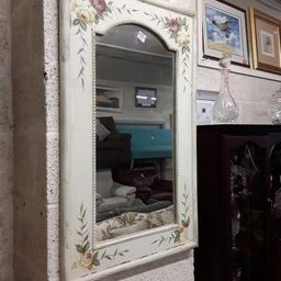 This gorgeous very pretty shabby chic beige chalk hand painted wooden mirror has delightful flowers and leaves on it. They are hand painted by the looks of it... 

23.5 inches wide x 40 inches long.

Our second hand furniture mill shop is LOW COST MOVES, at St Paul's trading estate, Copley Mill, off Huddersfield Road, Stalybridge SK15 3DN...Delivery available for an extra charge.

There are some large metal gates next to St Paul's church... Go through them, bear immediate left and we are at the bottom of the slope, up from the red steps... 

If you are interested in this or any other item, please contact me on 07734 330574, or on the shop 0161 879 9365...Many thanks, Helen.

We are normally OPEN Monday to Friday from 10 am - 5 pm and Saturday 10 am -  3.30 pm.. CLOSED Sundays. CLOSED Bank Holiday long weekends...
